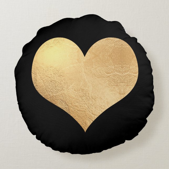 PixDezines Golden/Red Hearts/DIY Hintergrund Rundes Kissen (Rückseite)