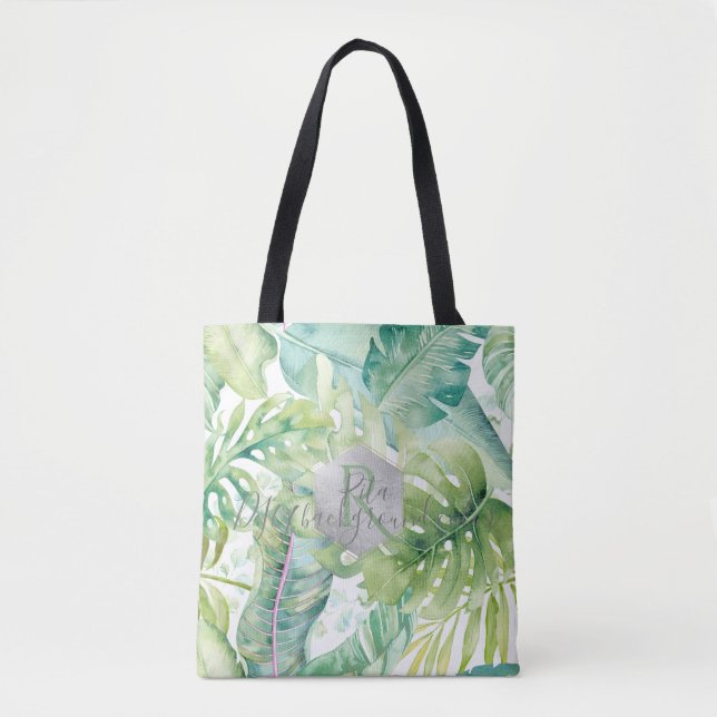 PixDezines Grüne, Tropical Monstera Tasche (Vorderseite)
