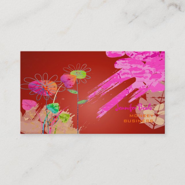 PixDezines Grunge Floral-Werbecharakter Zusammenar Visitenkarte (Vorderseite)