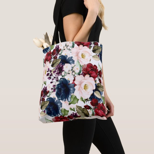 PixDezines H2 Blume Blush Burgundy Marine Tasche (Von Nahem)