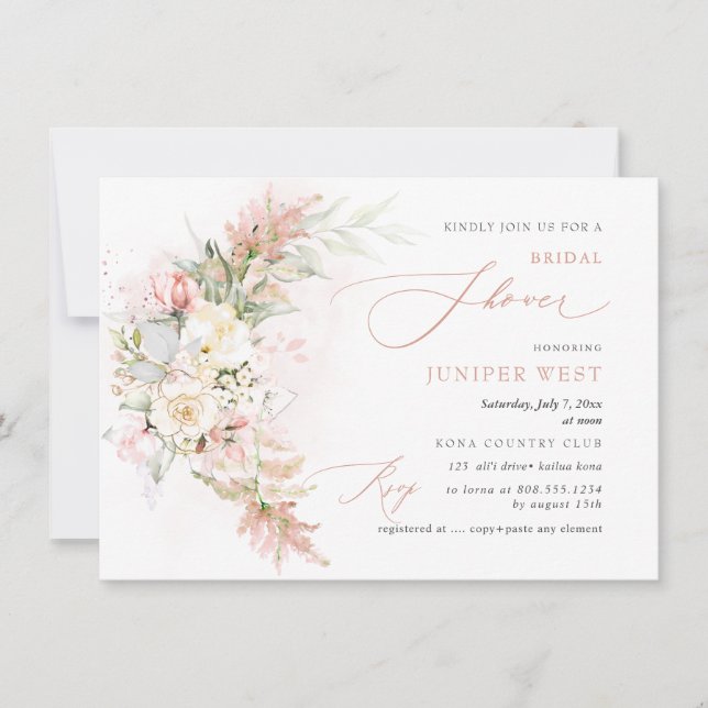 PixDezines H2 Blush Alabaster Rose Brautparty Save The Date (Vorderseite)