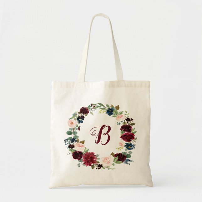 PixDezines H2 Blush Burgundy Navy Blume Bridal Tragetasche (Vorne)