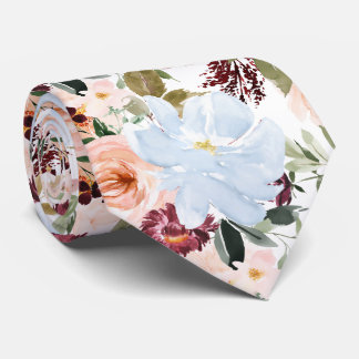 PixDezines H2 Blush Pink Dusty Blue Flowers  Krawatte