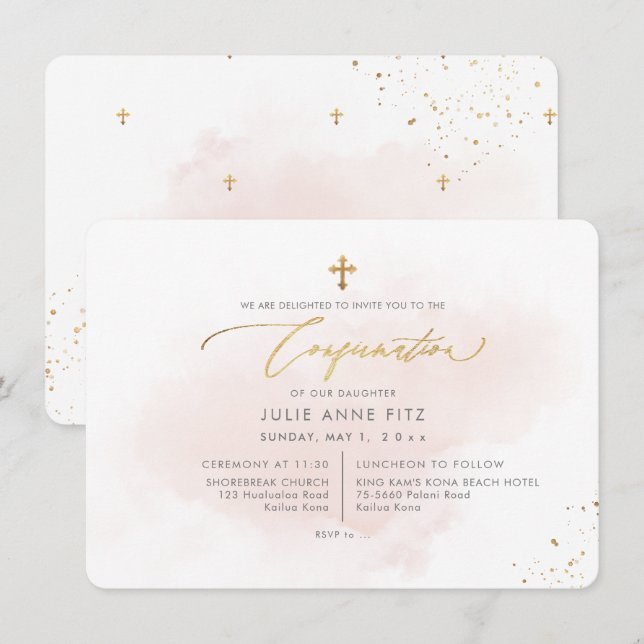 PixDezines H2 Blush Pink Waschbestätigung Einladung (Vorne/Hinten)