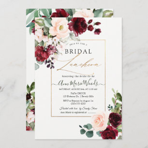 PixDezines H2 Burgundy Blush Bridal Luncheon Einladung