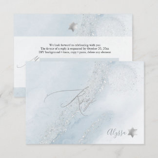 PixDezines H2 Dusty Blue Alcohol+Ink Mitzvah RSVP Einladung