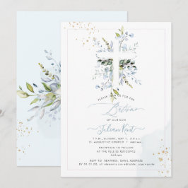 PixDezines H2 Dusty Blue Eucalyptus Batismo Einladung