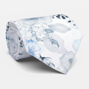 PixDezines H2 Dusty Blue Navy Rose Neck Tie Krawatte