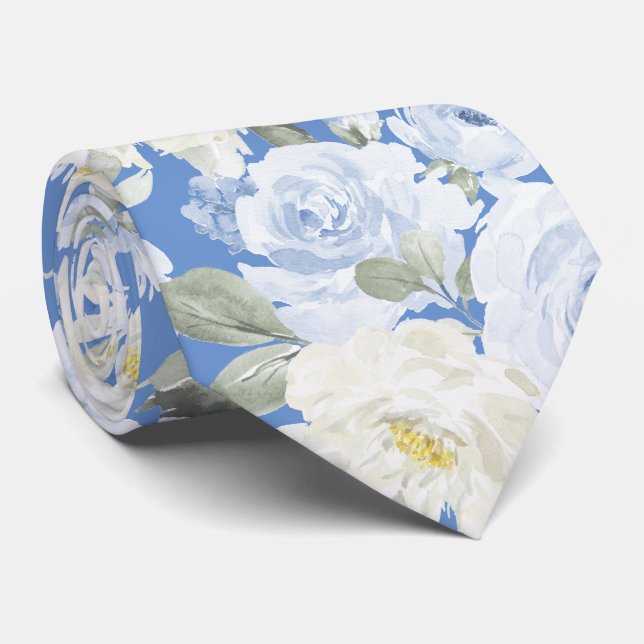 PixDezines H2 Dusty Blue Rose Krawatte (Gerollt)