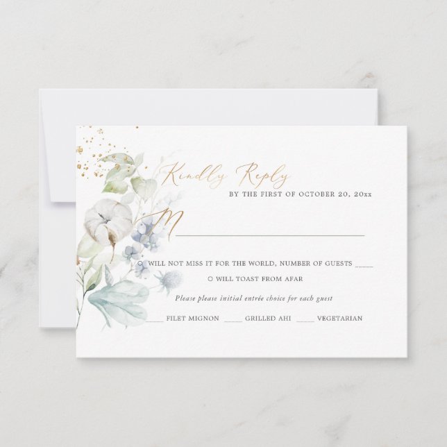PixDezines H2 Dusty Blue Winter Cotton Cartes RSVP (Devant)