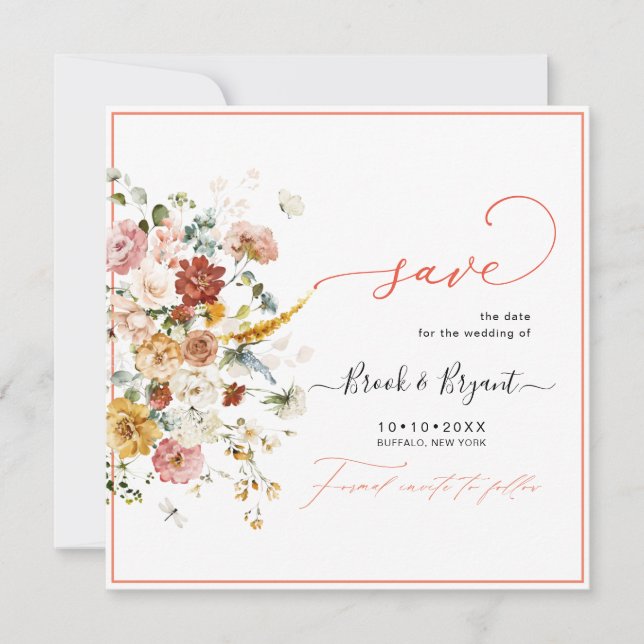 PixDezines H2 Fall Garden Blume Save the Date (Vorderseite)