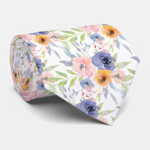 PixDezines H2 Frühlingsblumen Blush Orange Violett Krawatte