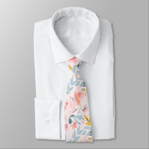 PixDezines H2 Frühlingsblumen Blush und Blau Krawatte