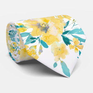 PixDezines H2 Frühlingsblumen Gelb Blaue Rosen Krawatte