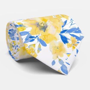 PixDezines H2 Frühlingsblumen Gelbe Blaue Rosen Krawatte