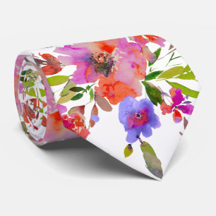 PixDezines H2 Frühlingsblumen Rosa Rot Krawatte