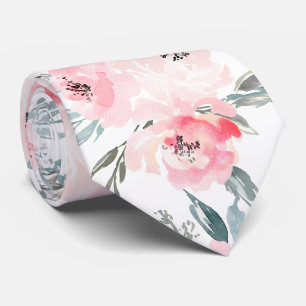 PixDezines H2 Frühlingsblumen Rosé + Schieferblau Krawatte
