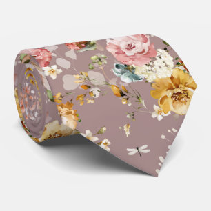 PixDezines H2 Herbstgarten Blumen Dusty Rose Krawatte