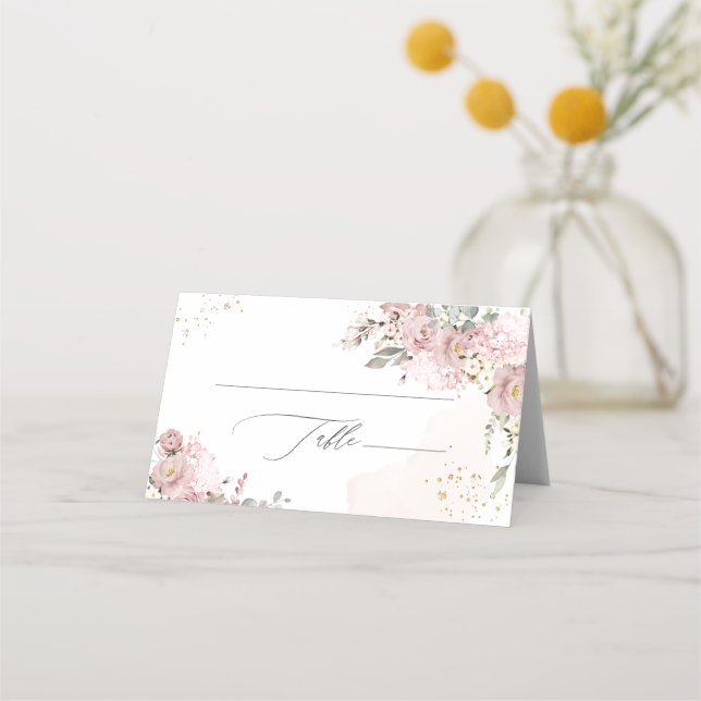 PixDezines H2 Hydrangeas Dusty Rose Platzkarte (Vorderseite)