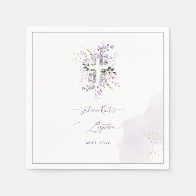 PixDezines H2 Lilac Lila Eukalyptus Taufe Serviette (Vorderseite)