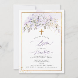 PixDezines H2 Lilac Purple Flowers Taufe Einladung