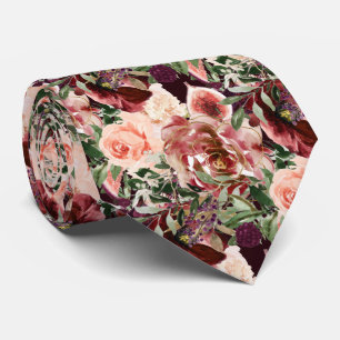 PixDezines H2 Marsala Boho Blush Burgunder Blumen Krawatte