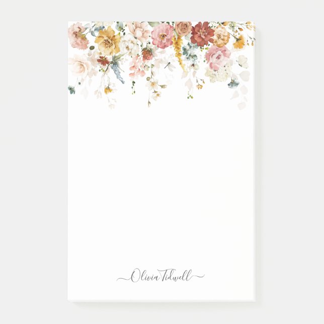 PixDezines H2 Rustic Fall Garden Blume Post-it Klebezettel (Vorderseite)