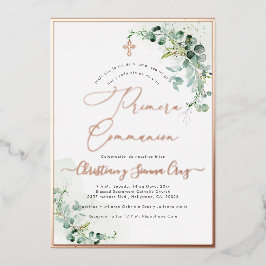 PixDezines H2 Rustikale Eukalyptus Primera Kommuni Folieneinladung