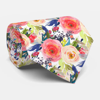 PixDezines H2 Sommerblumen Himbeerrosa Krawatte