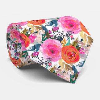 PixDezines H2 Sommerblumen Hot Pink Orange Krawatte