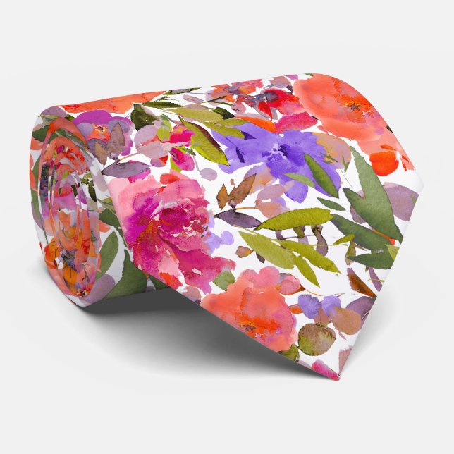 PixDezines H2 Sommerliche Blume Hues Krawatte (Gerollt)
