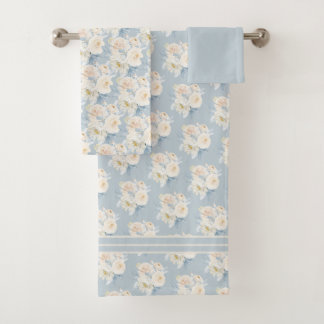PixDezines H2 Staubblaue Rosen Badhandtuch Set