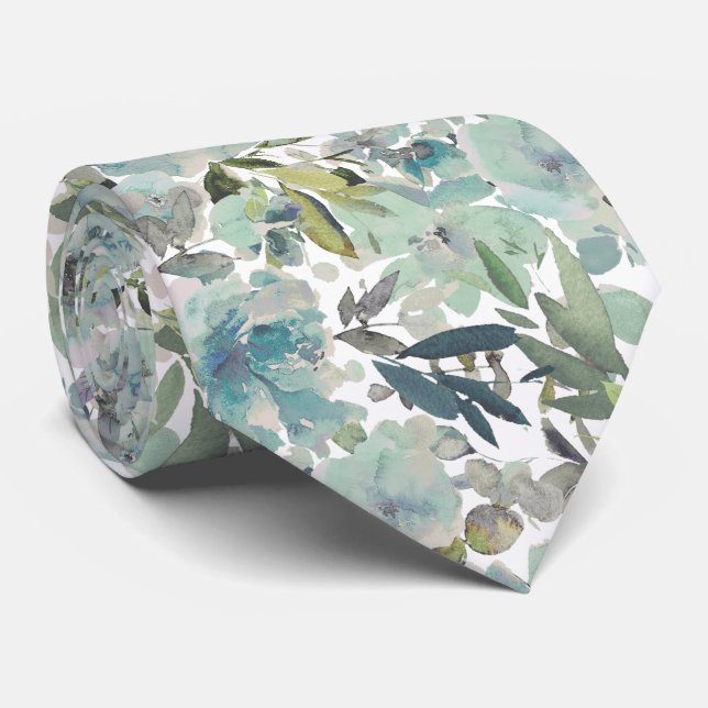 PixDezines H2 Summer Flowers Green Hues Krawatte (Gerollt)