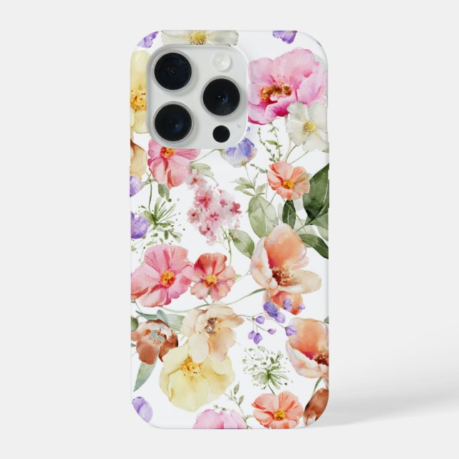 PixDezines H2 Summer Garden Flowers DIY color iPhone 15 Pro Hülle (Rückseite)