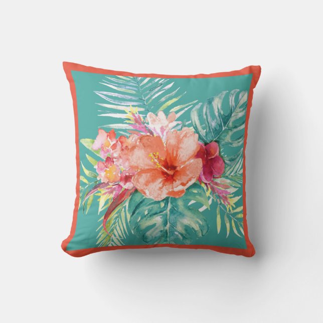 PixDezines H2Tropical Paradise Blume Farbtöne Kissen (Vorderseite)