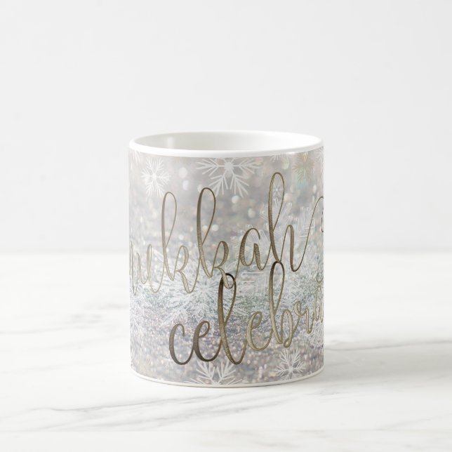 PixDezines Hanukkah Celebration, Snow Bokeh Kaffeetasse (Mittel)