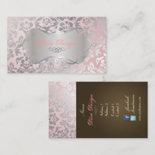 PixDezines Haute Coutour Damask, Imitat Silver Visitenkarte