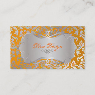 PixDezines Haute Coutour Damask, Imitate Silber Visitenkarte