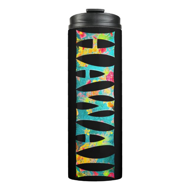 PixDezines HAWAII TIKI/DIY Hintergrund Thermosbecher (Vorderseite)