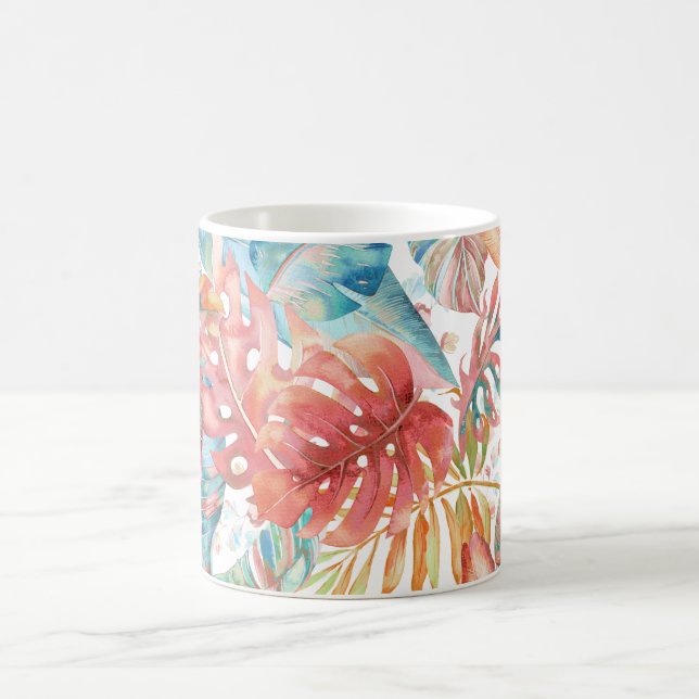 PixDezines Hawaiian Dschungel Aquamarin Rust Folia Kaffeetasse (Mittel)