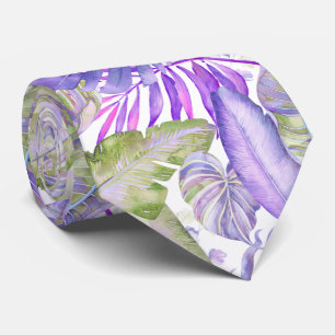 PixDezines Hawaiian Jungle Lila Green Foliage Krawatte