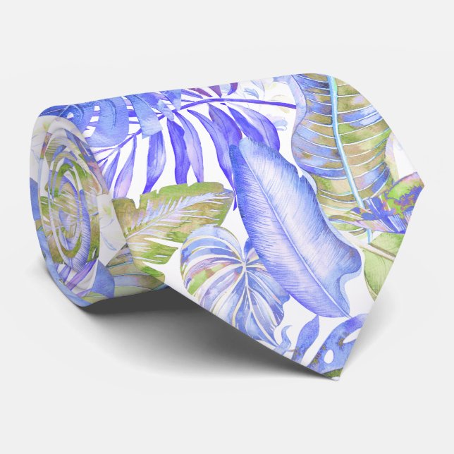 PixDezines Hawaiian Jungle Lila Green Krawatte (Gerollt)
