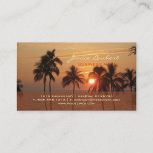PixDezines Hawaiian Strand Sonnenuntergang Visitenkarte
