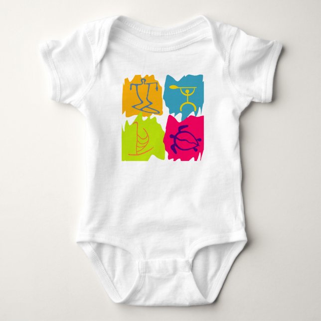 PixDezines Hawaiianische Symbole Baby Strampler (Vorderseite)