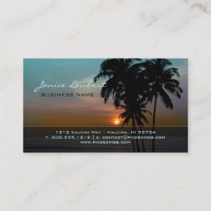 PixDezines Hawaiianischer Strand Sonnenuntergang Visitenkarte