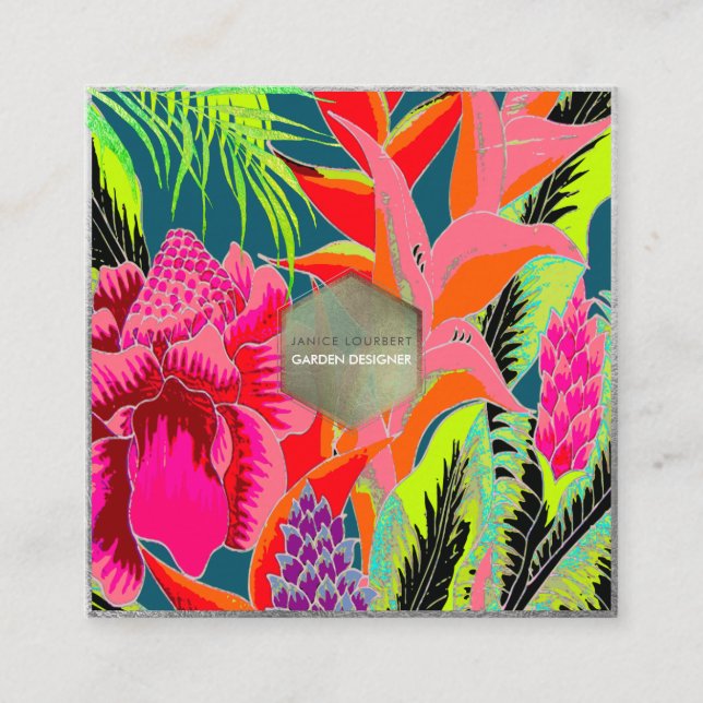PixDezines Hawaiischer Dschungel 3 - DIY Hintergru Quadratische Visitenkarte (Vorderseite)