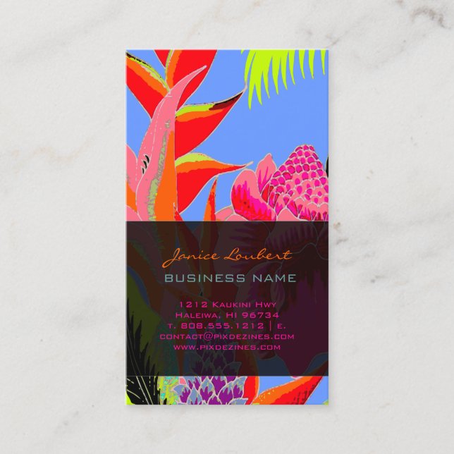 PixDezines Hawaiischer Dschungel 3 - DIY Hintergru Visitenkarte (Vorderseite)