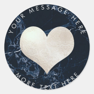 PixDezines HEART IMITATE SILVER+BLUE MARBLE Runder Aufkleber