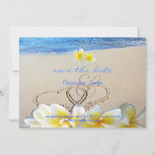 PixDezines Hearts+Plumeria im Sand Save The Date