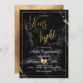 PixDezines Hens Night Imitats Gold Script+Marble Einladung
